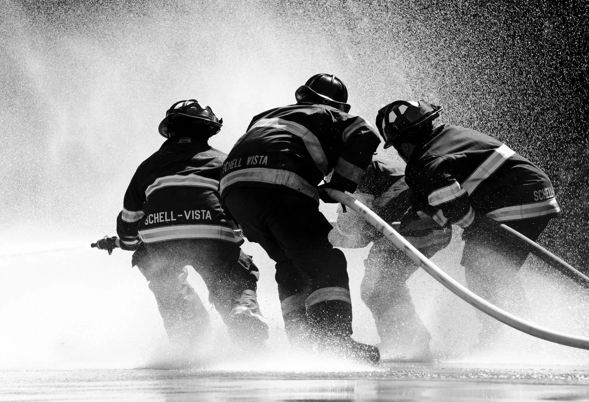 Firefighters working together during a training exercise