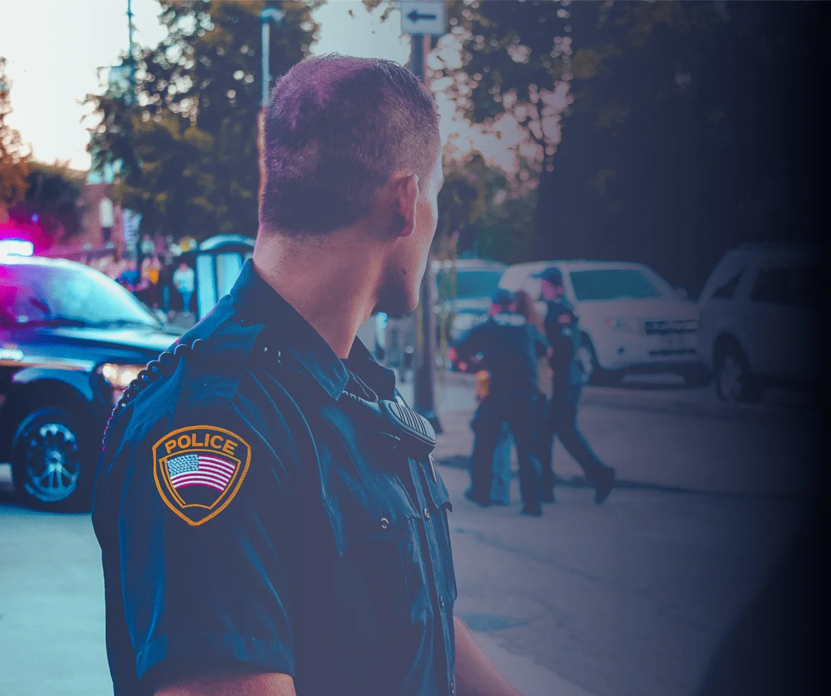 Police officer supporting a community response
